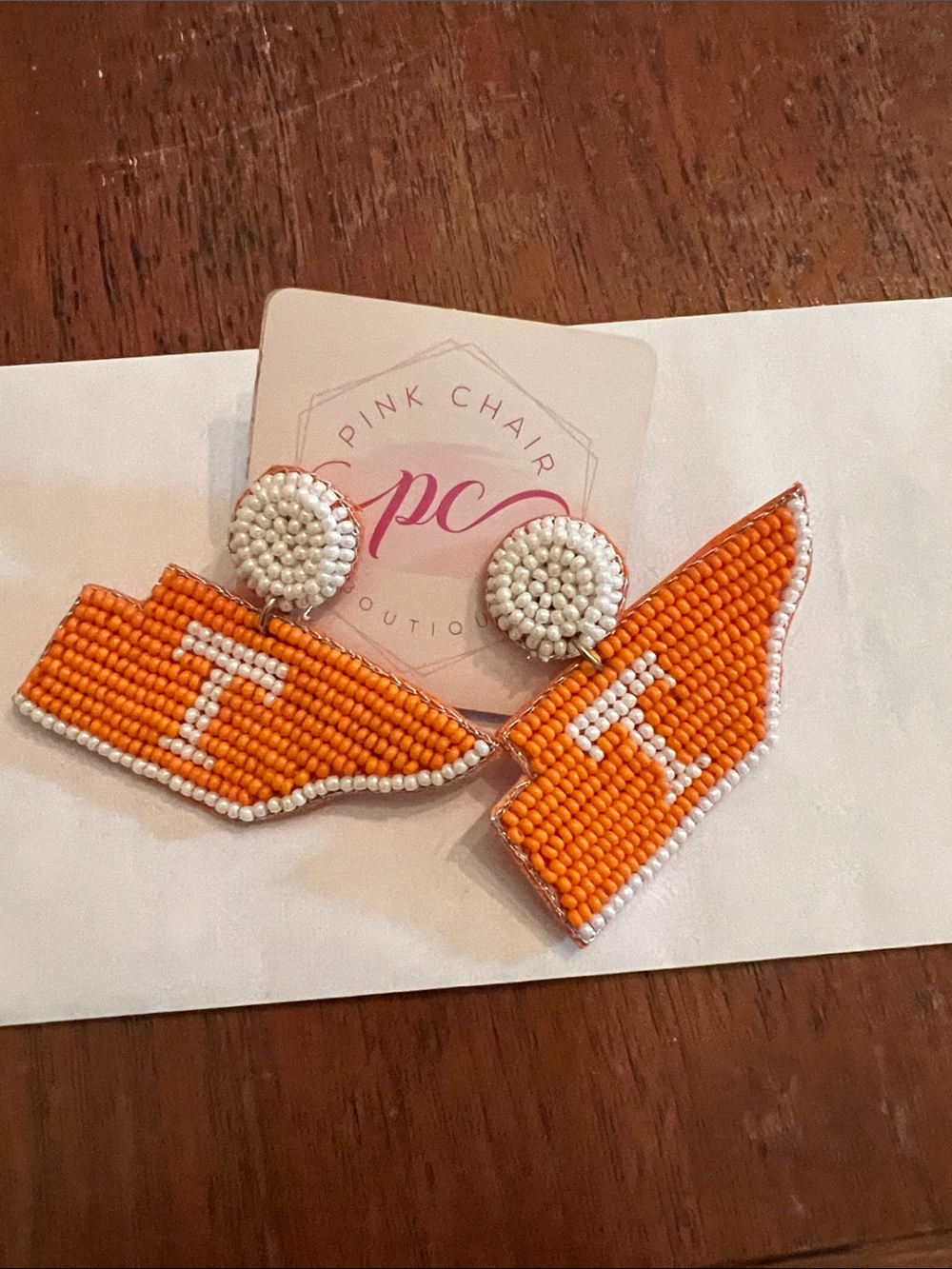 University of  Tennessee Beaded Football and Chevron Statement Earrings - Set